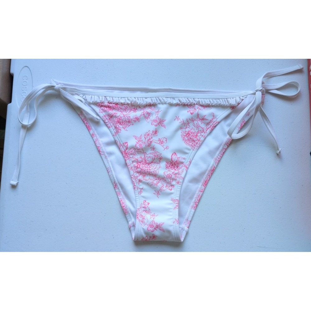 No Boundaries Extra Cheeky Low Rise Bikini Bottoms Size Juniors L White/Floral